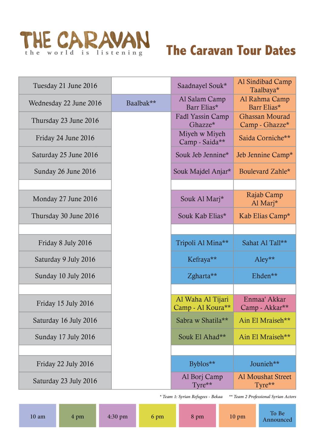 the caravan schedule EN2